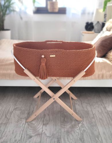 Moses basket BOHO Handmade with stand - terracotta