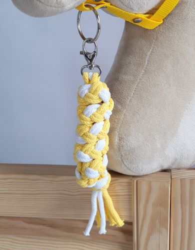 Tether for Hobby Horse made of double-twine cord - white-yellow