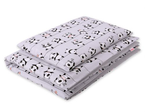 Baby cotton bedding set 2-pcs 135x100 cm - Panda gray