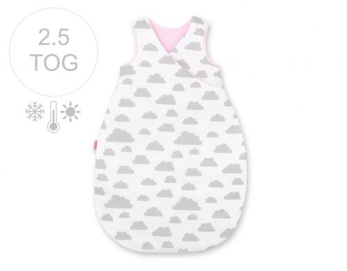 Double-sided baby nest with bow - louds gray/pink