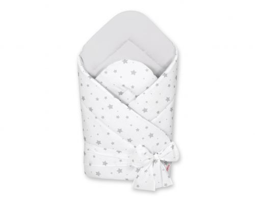 Double-sided baby nest with bow - mini gray stars