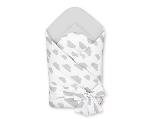 Double-sided baby nest with bow - clouds gray/gray
