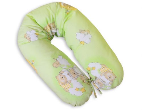 Multifunctional pregnancy pillow Longer - Green teddy bears ladders