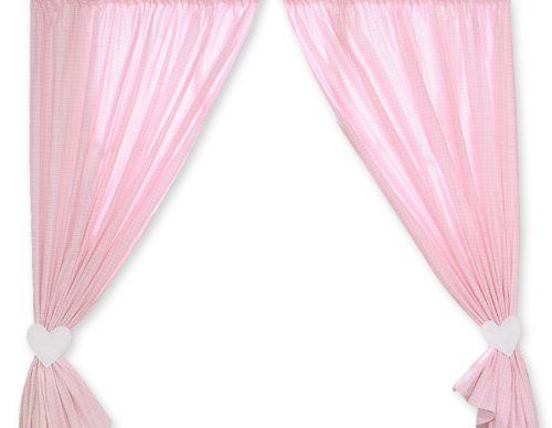 Curtains for baby room- Hanging Hearts pink checkered