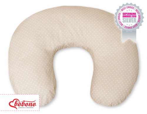 Feeding pillow- Hanging hearts white polka dots on beige