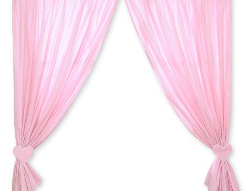 Curtains for baby room- Hanging Hearts white polka dots on pink