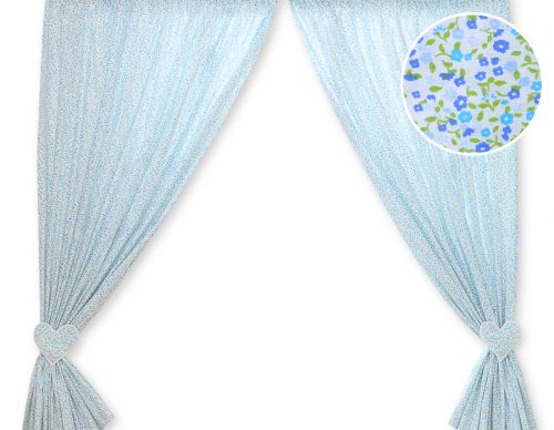 Curtains for baby room- Hanging Hearts blue flowers