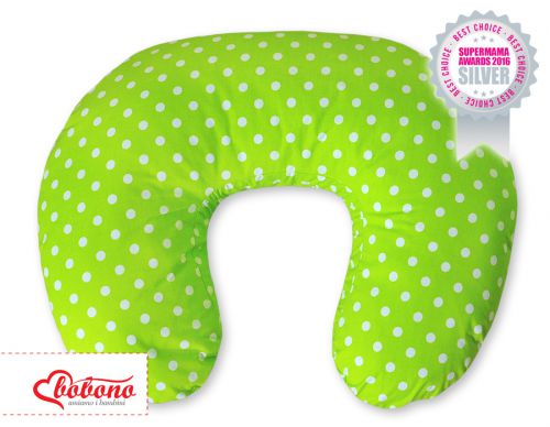 Feeding pillow- Hanging hearts white dots on green