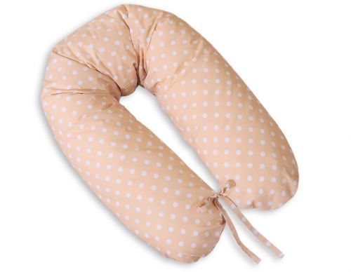Pregnancy pillow- White polka dots on beige