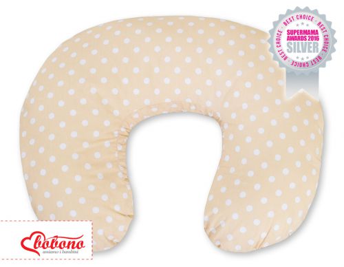 Feeding pillow- Hanging hearts white dots on beige