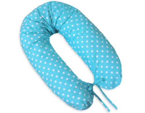 Pregnancy pillow- White polka dots on turquoise