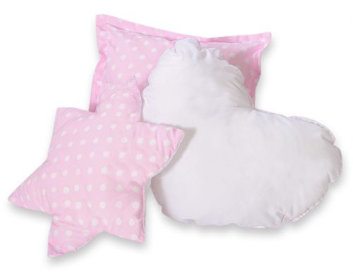 3pcs pillow set - White dots on pink