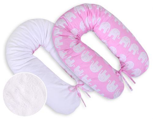 Pregnancy pillow- double-sided-Simple Elephants pink