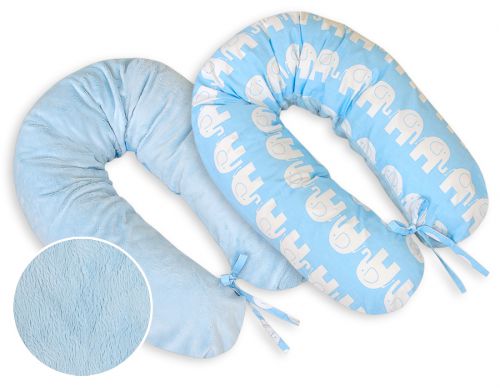 Pregnancy pillow- double-sided-Simple Elephants blue