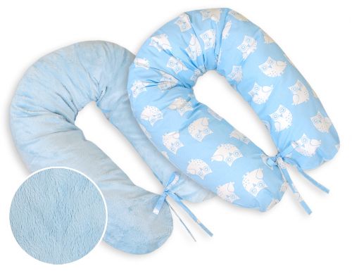 Pregnancy pillow- double-sided-Simple Owls blue
