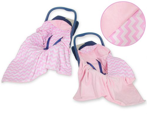 Double-sided car seat blanket for babies - Chevron pink