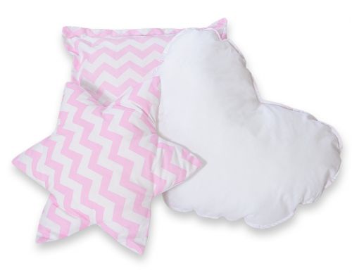 3pcs pillow set - Chevron pink