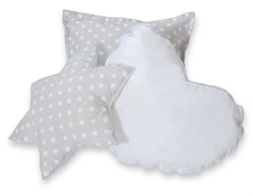 3pcs pillow set - white dots on grey