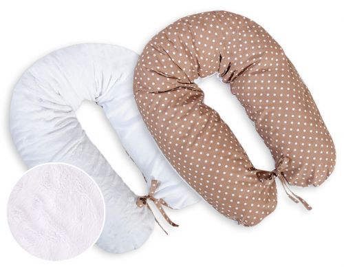 Pregnancy pillow- double-sided- White dots on brown