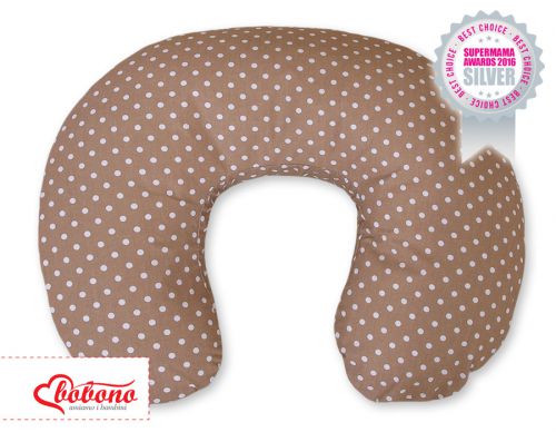Feeding pillow- Hanging hearts white dots on brown