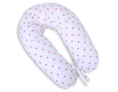 Pregnancy pillow- Grey-pink stars
