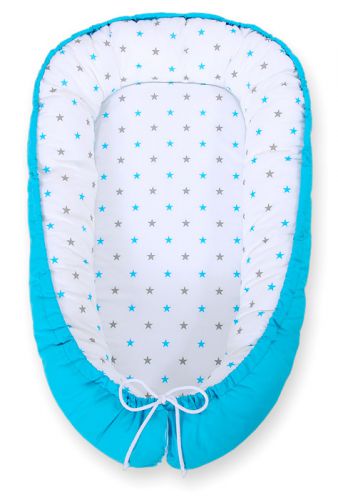 Baby nest double-sided Premium Cocoon for infants BOBONO- turquoise/ turquoise