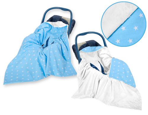 Big double-sided car seat blanket for babies - Blue stars