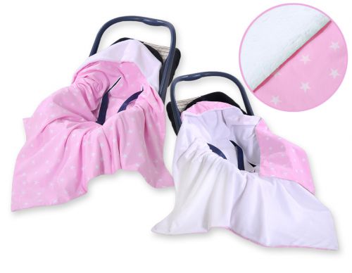 Double-sided car seat blanket for babies - Pink stars