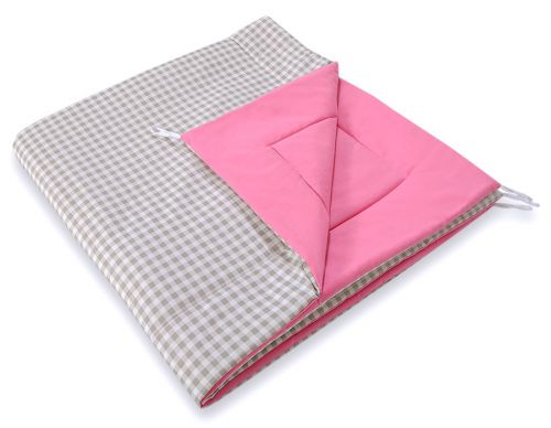 Double-sided teepee playmat- Grey checkered-pink