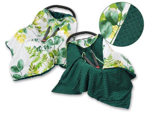 Double-sided car seat blanket for babies - eucalyptus/green