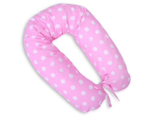 Pregnancy pillow- white dots on pink
