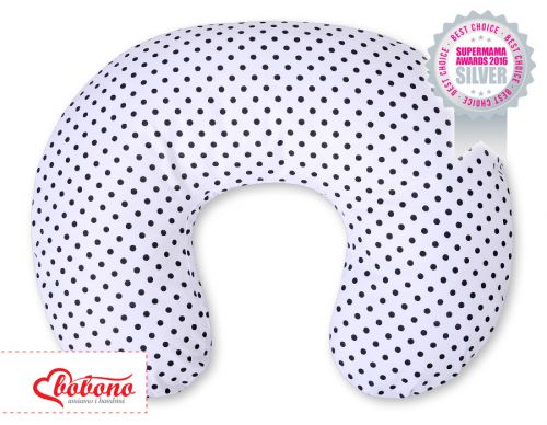 Feeding pillow- Hanging hearts black dots on white