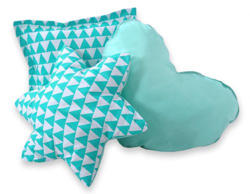 3pcs pillow set - triangles mint