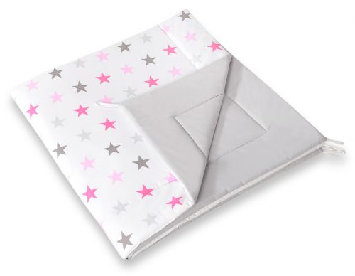 Double-sided teepee playmat- Grey-pink stars/grey