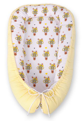Baby nest double-sided Premium Cocoon for infants BOBONO- yellow zebras
