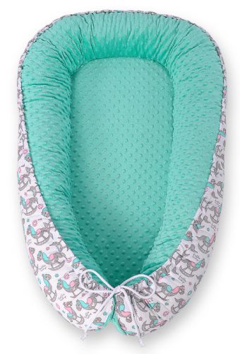 Baby nest double-sided Premium Cocoon for infants BOBONO minky- rocking horses