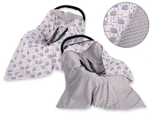 Double-sided car seat blanket for babies  - hedgehogs grey