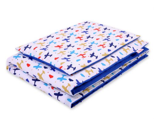 Baby cotton bedding set 2-pcs 135x100 cm- planes navy blue