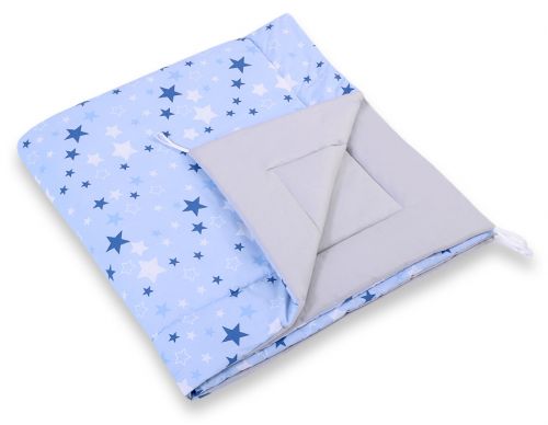 Double-sided teepee playmat- blue-navy blue stars/gray