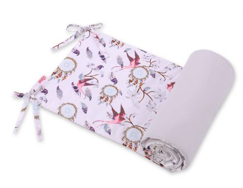 Universal bumper for cot -swallows pink