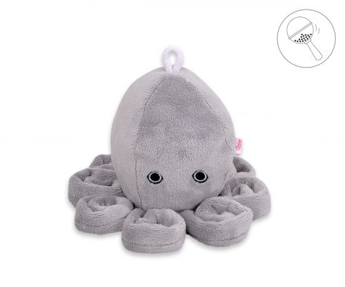 Cuddly octopus with rattle - gray - smooth minky