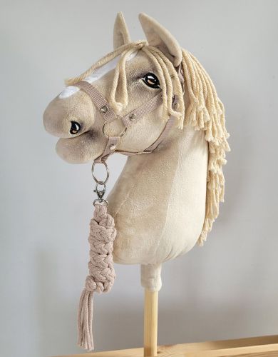 Set for Hobby Horse: the halter A3 + Tether made of cord - beige