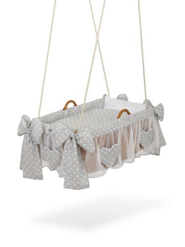 Moses Basket Hanging crib - Grey dots