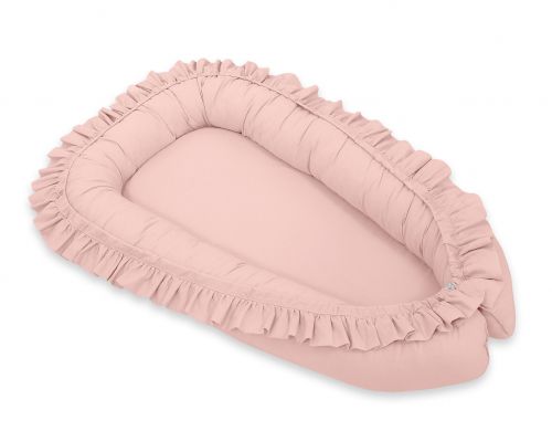 Baby nest with a ruffle - pastel pink