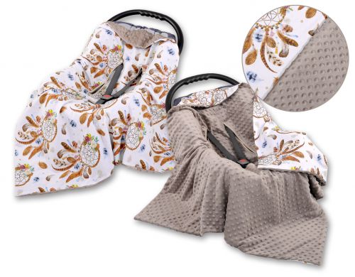 Double-sided car seat blanket for babies - dream catchers white