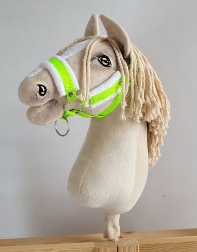 The adjustable halter for Hobby Horse A3 - neon green with white furry