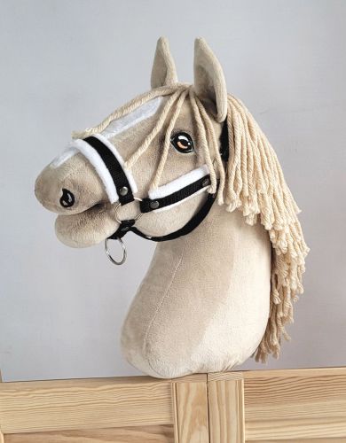 The adjustable halter for Hobby Horse A3 - black with white furry