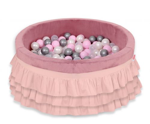 Ball-pit with frills with balls 200pcs - pastel pink