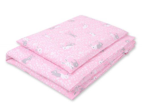 Baby cotton bedding set 2-pcs 135x100 - pink rabbits