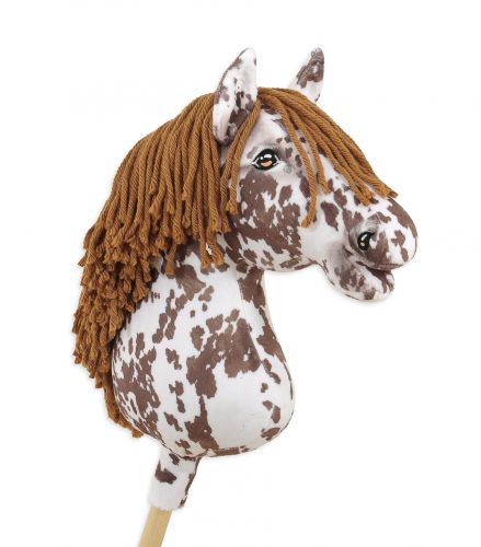 Horse on a stick Super Hobby Horse Premium - brown leopard horse with a brown mane A3